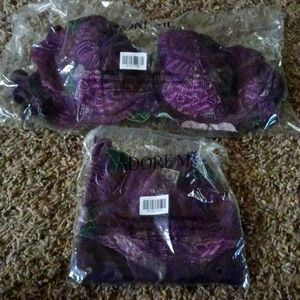 Adore me purple green 36C bra set